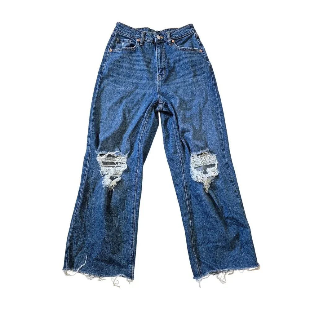 Wild Fable Women's Super High Rise Baggy Blue Jeans Size 4/27R Casual Distressed